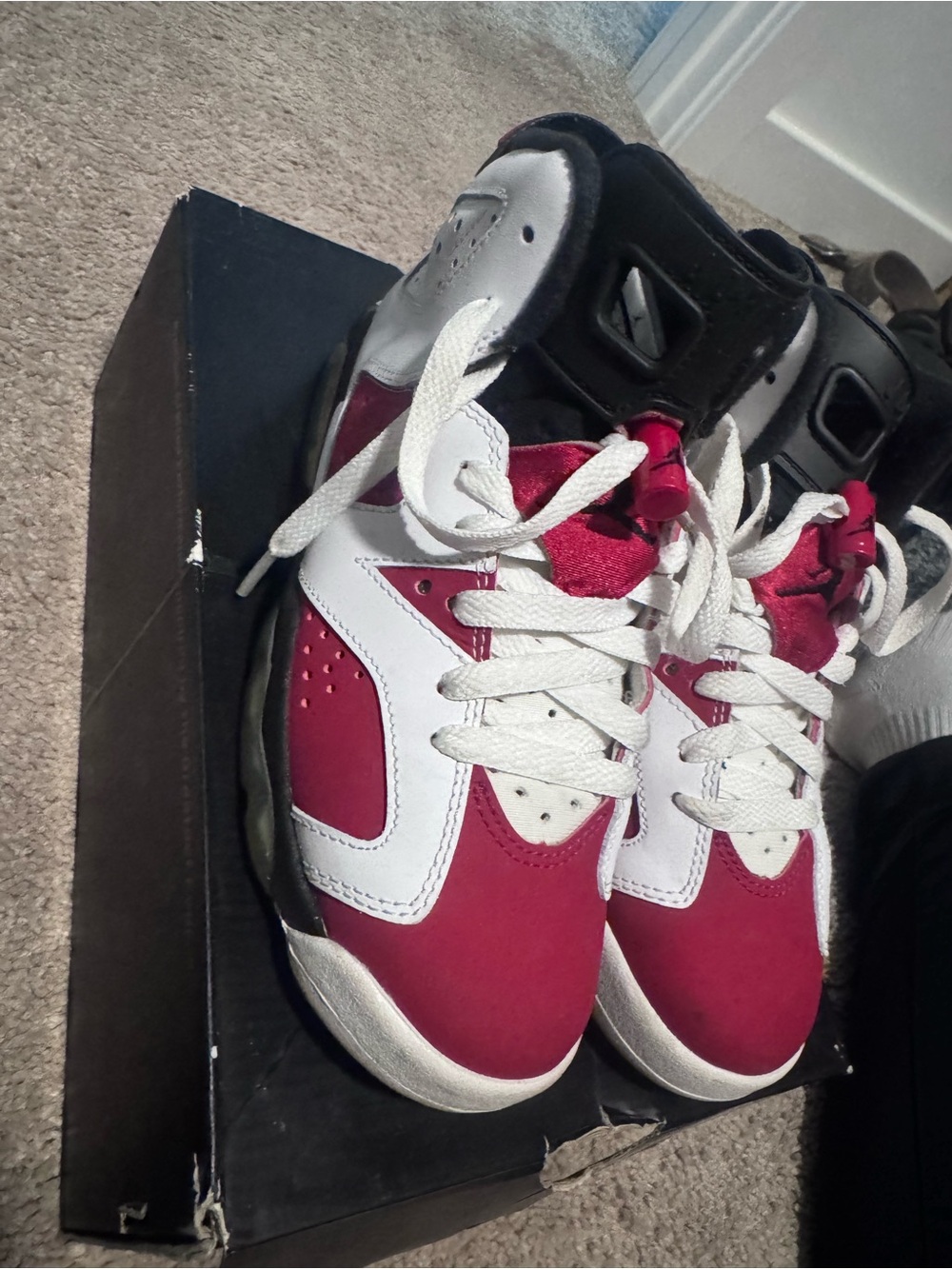 Retro Jordan 6s Kids Red and White Basketball Sneakers - Youth Athletic Shoes